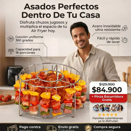 BBQ Air Revolution: Multiplica la capacidad de tu Air Fryer y logra un dorado 360°